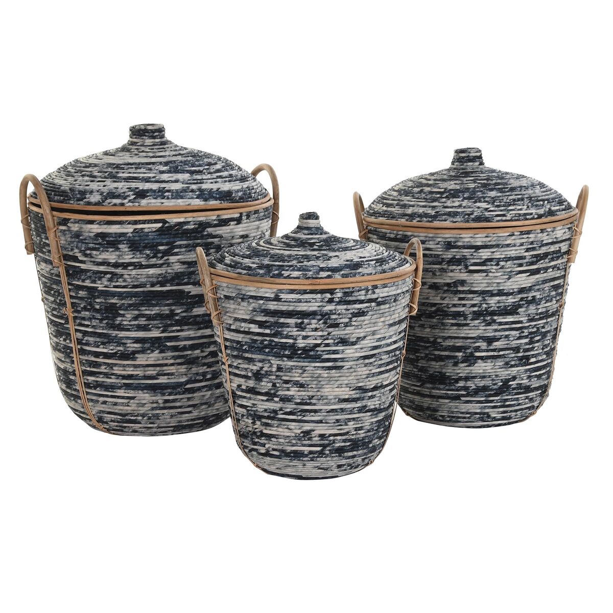 Korb-Set DKD Home Decor Weiß Schwarz natürlich